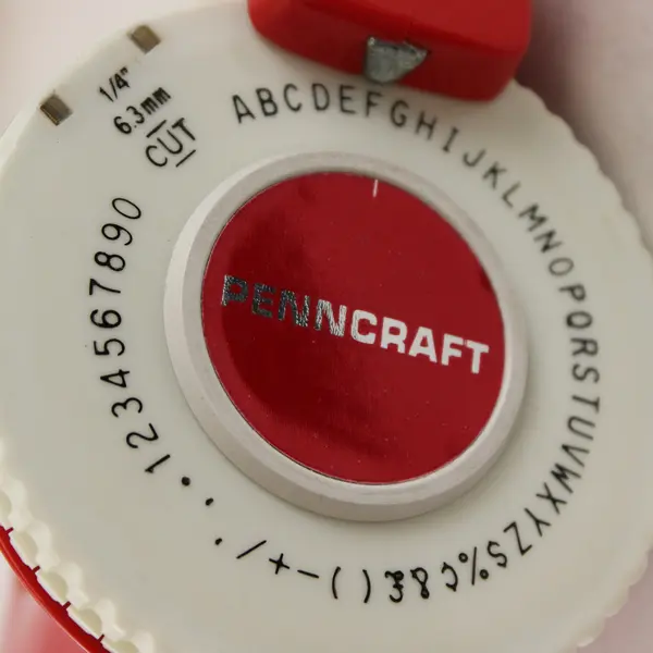 Vintage Red Penncraft Label Maker Embosser - Works, Retro Office