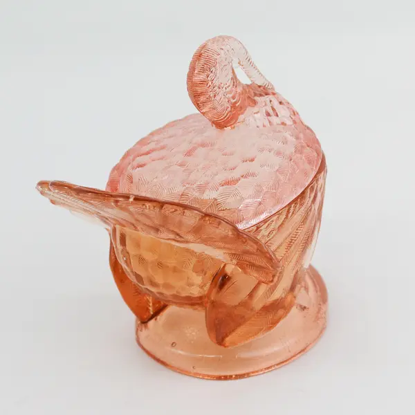 Vintage L.E. Smith Pink And Amber Glass Turkey Candy Dish