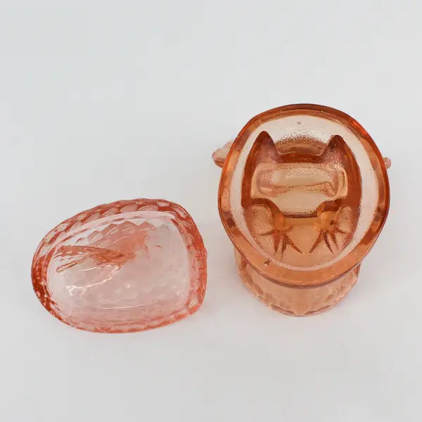 Vintage L.E. Smith Pink And Amber Glass Turkey Candy Dish