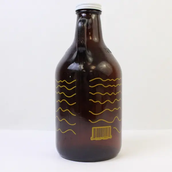 Used Humm Kombucha 32oz Glass Bottle Brown Yellow Stripes