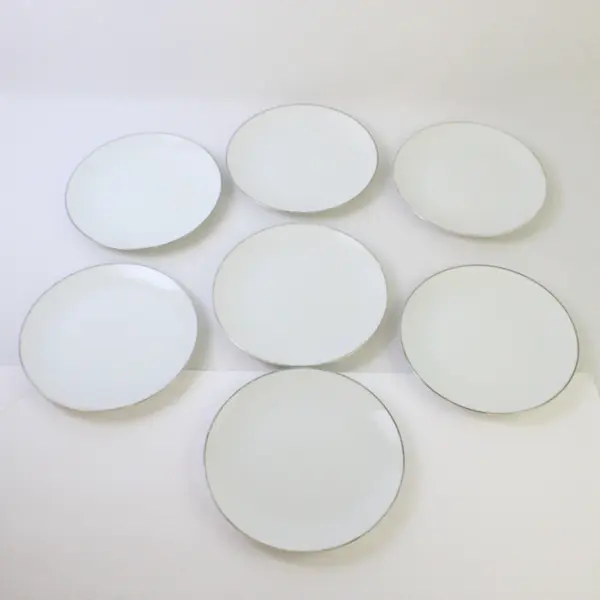 Vintage Noritake Colony 5932 Set of 7 Salad Plates 8.5in Japan Platinum Trim
