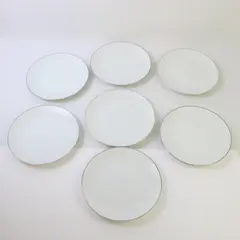 Vintage Noritake Colony 5932 Set of 7 Salad Plates 8.5in Japan Platinum Trim