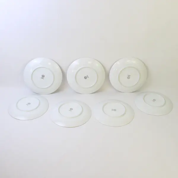Vintage Noritake Colony 5932 Set of 7 Salad Plates 8.5in Japan Platinum Trim