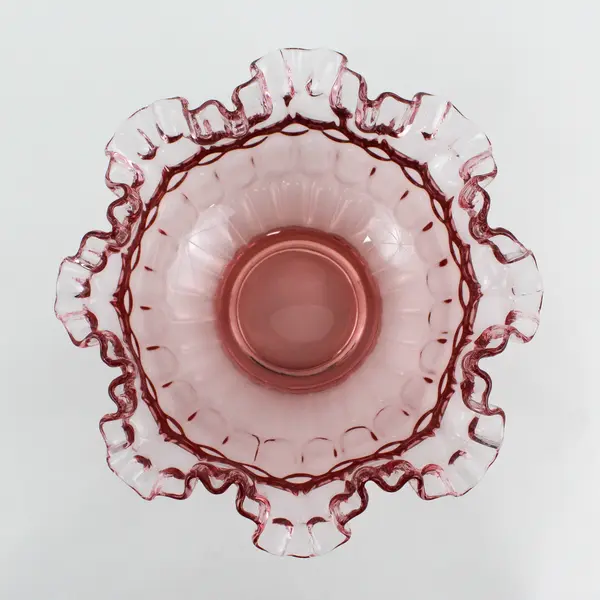 Fenton Cranberry Thumbprint 7" Ruffled Edge Bowl
