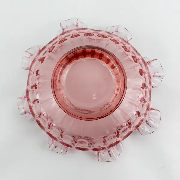 Fenton Cranberry Thumbprint 7" Ruffled Edge Bowl