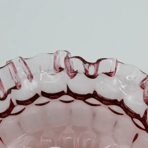 Fenton Cranberry Thumbprint 7" Ruffled Edge Bowl