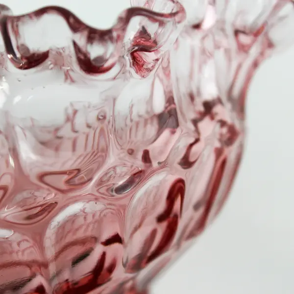 Fenton Cranberry Thumbprint 7" Ruffled Edge Bowl