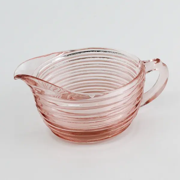Vintage Anchor Hocking Manhattan Pink Creamer And Sugar Bowl