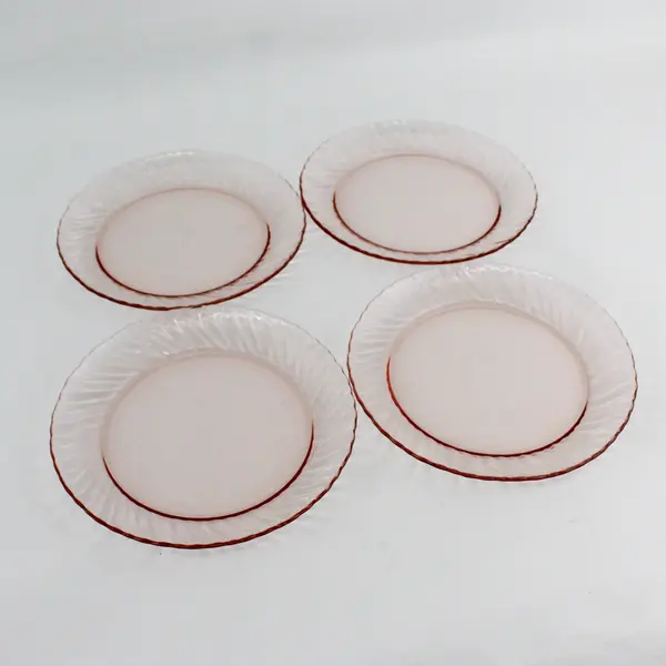 Set of 4 Arcoroc ACO17 Pink Swirl Salad Plates  France 7.75" 