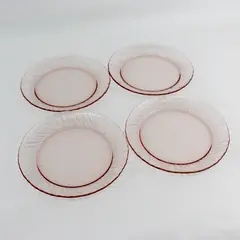 Set of 4 Arcoroc ACO17 Pink Swirl Salad Plates  France 7.75" 