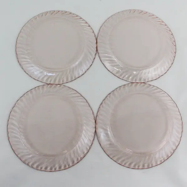 Set of 4 Arcoroc ACO17 Pink Swirl Salad Plates  France 7.75" 