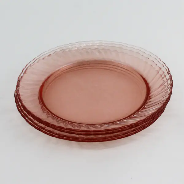 Set of 4 Arcoroc ACO17 Pink Swirl Salad Plates  France 7.75" 