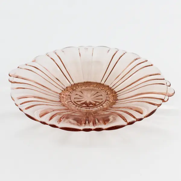 Vintage Anchor Hocking Old Cafe Pink Glass Mint Candy Dish with Handles