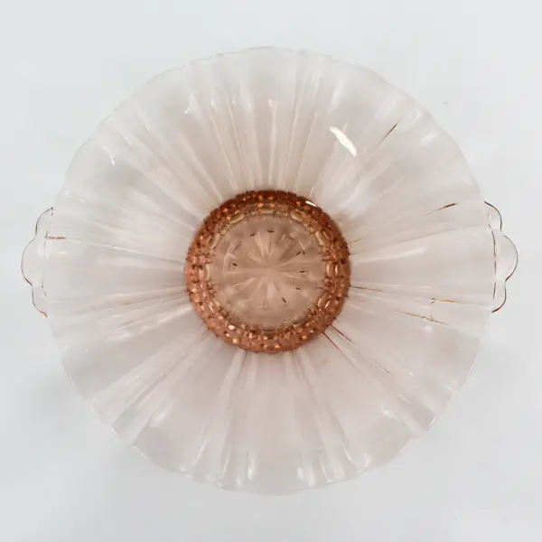 Vintage Anchor Hocking Old Cafe Pink Glass Mint Candy Dish with Handles