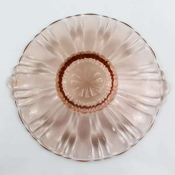 Vintage Anchor Hocking Old Cafe Pink Glass Mint Candy Dish with Handles