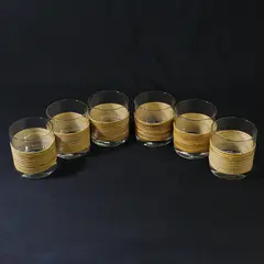 Set of 6 Rattan Wrapped Old Fashioned Glasses 3"
