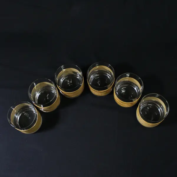 Set of 6 Rattan Wrapped Old Fashioned Glasses 3"