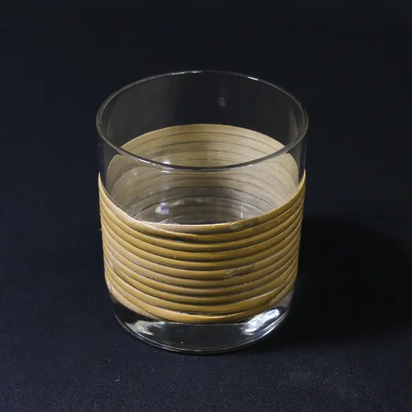 Set of 6 Rattan Wrapped Old Fashioned Glasses 3"