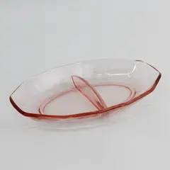 Vintage Fostoria Fairfax 2 Section Pink Divided Oval Relish Dish