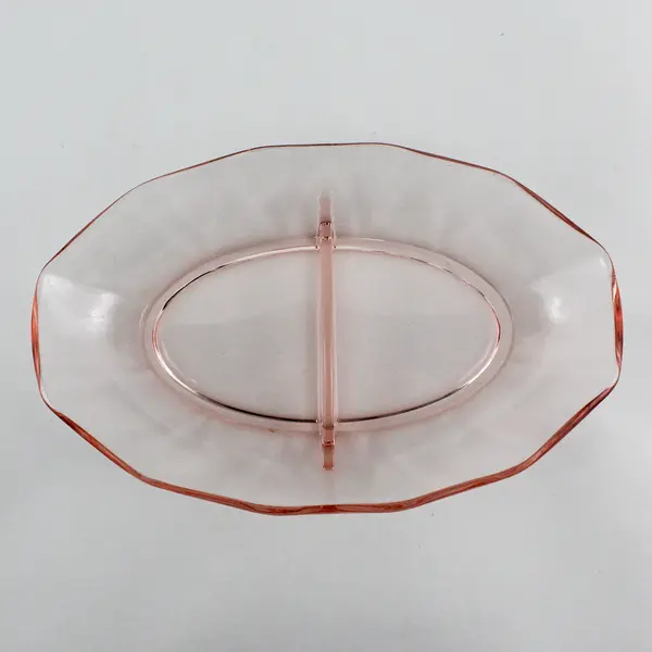 Vintage Fostoria Fairfax 2 Section Pink Divided Oval Relish Dish