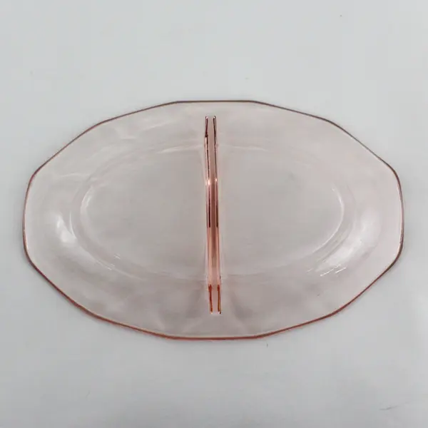 Vintage Fostoria Fairfax 2 Section Pink Divided Oval Relish Dish