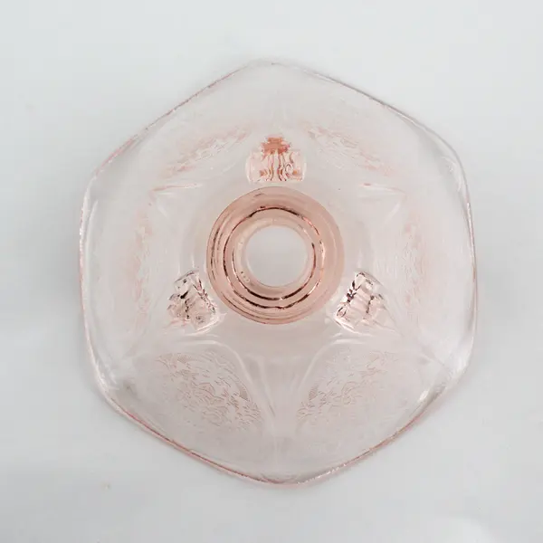 Vintage Hazel Atlas Royal Lace Pink Ruffled Edge Taper Candlestick 