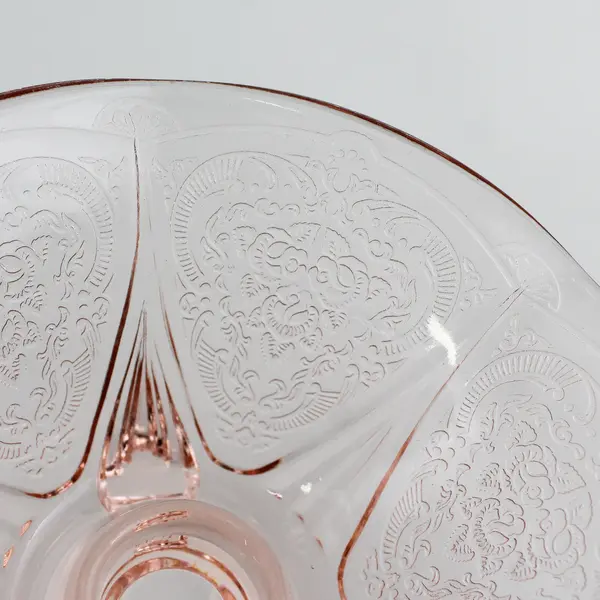 Vintage Hazel Atlas Royal Lace Pink Ruffled Edge Taper Candlestick 