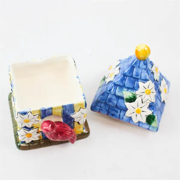 Set Of 3 Elements Multicolor White Blossom Scented Wax-Filled Birdhouses w/ Box