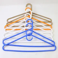 Lot of 8 Assorted Multicolored Plastic Tubular Clothes Hangers