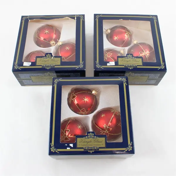 Lot of 3 Packages Kurt Adler Kringle Glass Traditional Red Ornaments 3 per Pack