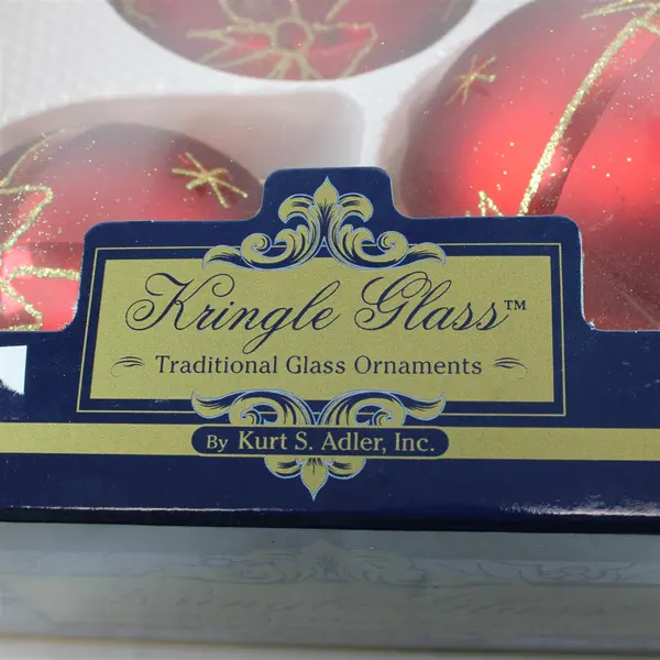 Lot of 3 Packages Kurt Adler Kringle Glass Traditional Red Ornaments 3 per Pack
