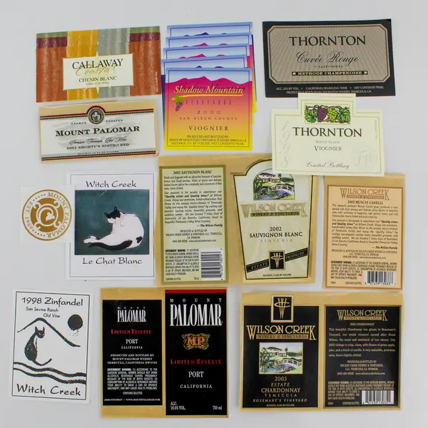 Lot Of 24 Southern California Fine Wine Labels 1997-2003 Unused