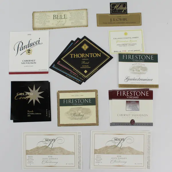 Lot Of 16 Miscellaneous California Wine Labels 1990-2002 Unused