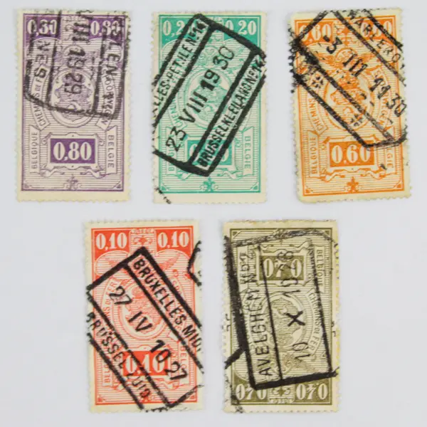 Lot Of 5 Belgium Railroad 0.10/0.20/0.40/0.60/0.80c Stamps 1920s 1930s