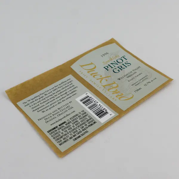 1996 Duck Pond Cellars Sparkling Pinot Gris Wine Label Willamette Valley Oregon