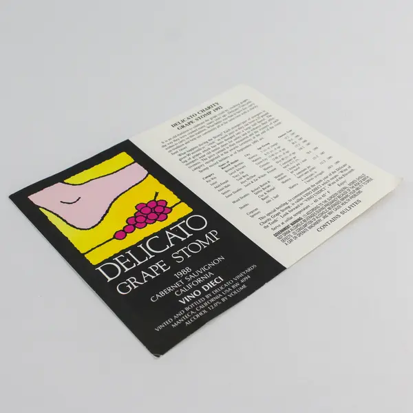 Delicato Charity Grape Stomp 1992 Wine Label Cabernet Sauvignon California