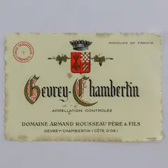 Vintage French Domaine Armand Rousseau Gevrey-Chambertin Wine Label