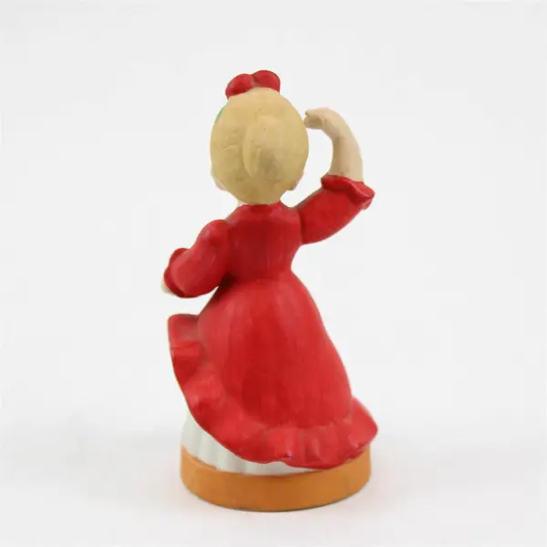 Porcelain Figurine Young Girl Traditional Red Dress Outfit Collectible