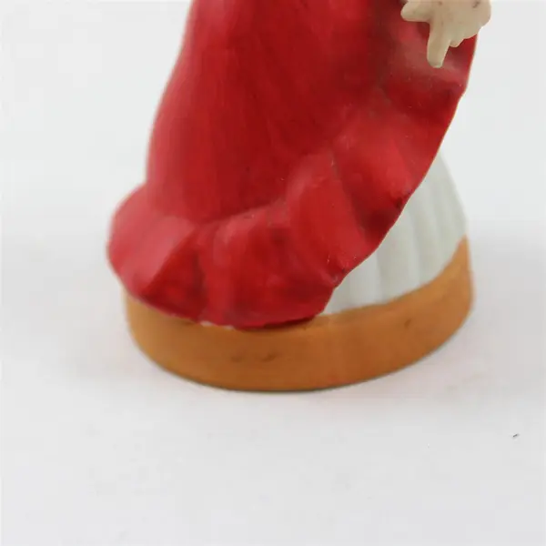 Porcelain Figurine Young Girl Traditional Red Dress Outfit Collectible