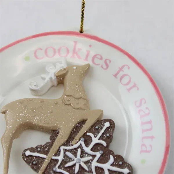 Cookies for Santa Plate w/ Reindeer & Cookie Ornament Holiday Collectible