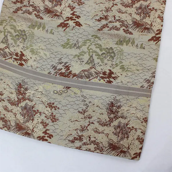Asian Inspired Embroidered Beige Long Table Runner 12" x 160"