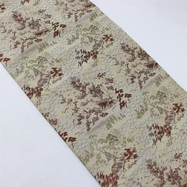 Asian Inspired Embroidered Beige Long Table Runner 12" x 160"