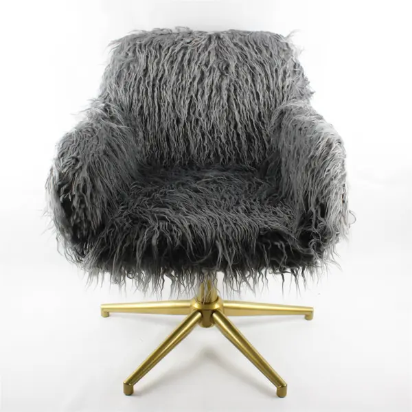Fluffy Faux Gray Fur Office Chair - New Open Box, Cozy Modern Accent