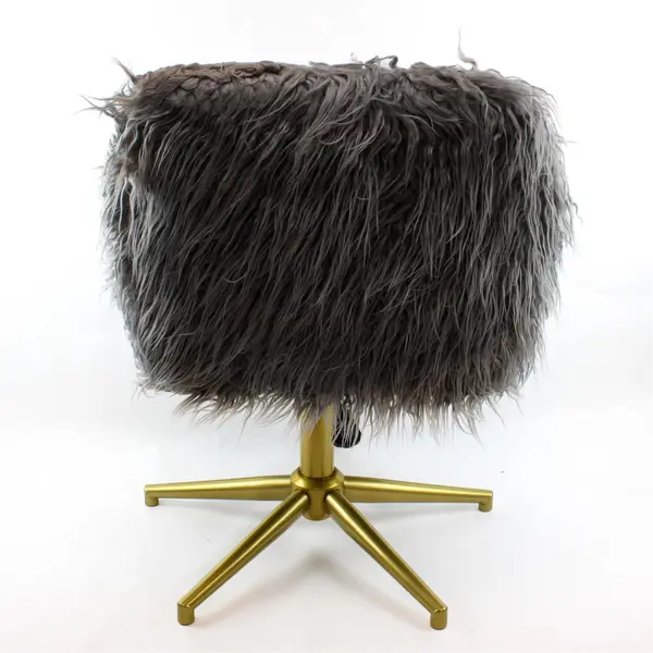 Fluffy Faux Gray Fur Office Chair - New Open Box, Cozy Modern Accent