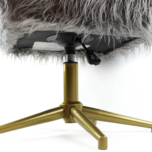Fluffy Faux Gray Fur Office Chair - New Open Box, Cozy Modern Accent