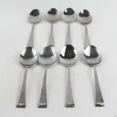 Lot Of 8 Cuisinart Flatware CUI28 (Stainless) Pattern Oval Soup Spoons 7.25" 