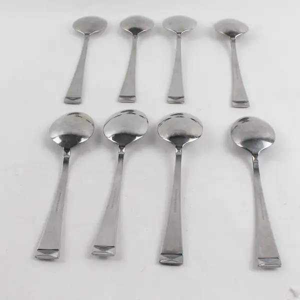 Lot Of 8 Cuisinart Flatware CUI28 (Stainless) Pattern Oval Soup Spoons 7.25" 