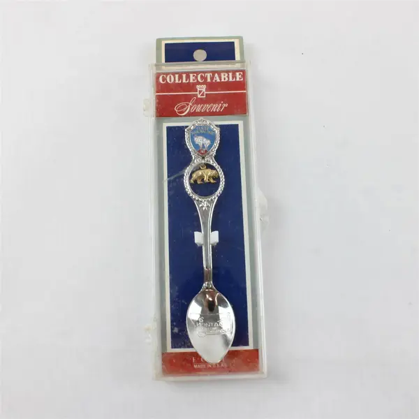 Vintage Glacier National Park MT Souvenir Spoon Enamel Goat Bear Charm