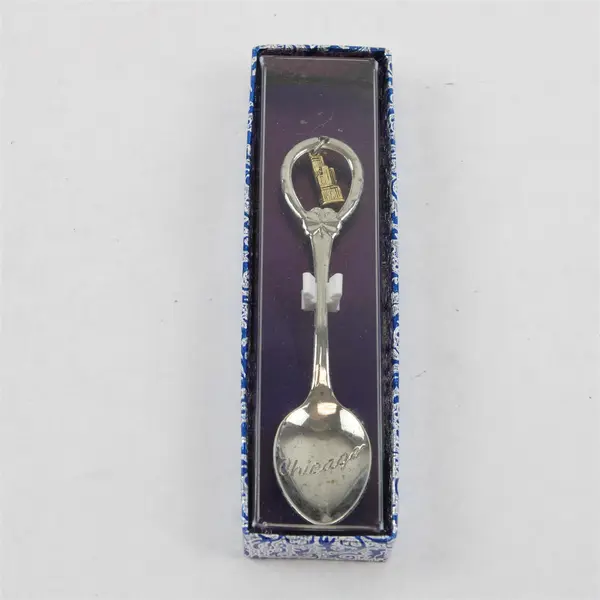 Vintage Chicago Willis Tower Souvenir Spoon with Charm on Handle