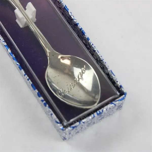 Vintage Chicago Willis Tower Souvenir Spoon with Charm on Handle